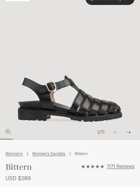 Bittern by Bared Footwear Women's Black Leather Sandal 34 Women's 35 (5)